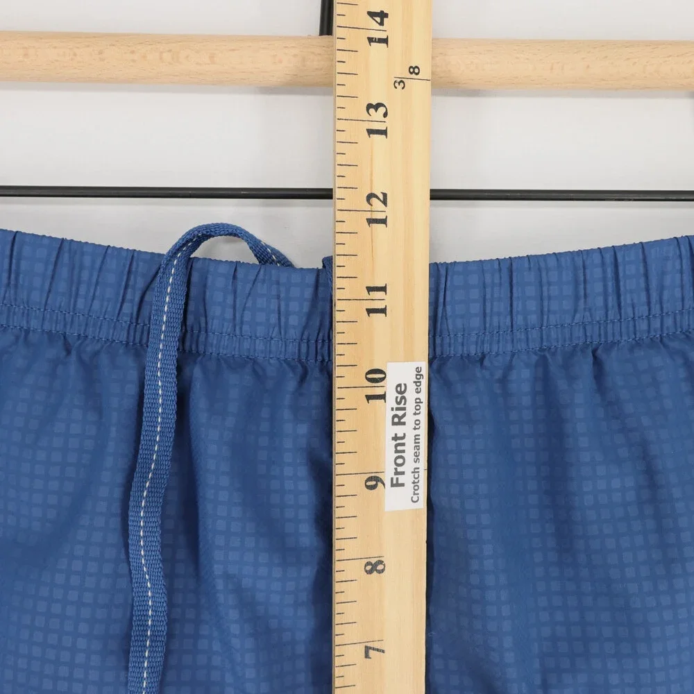 Patagonia Strider Shorts Mens L Blue Grid Running Athletic Lined Drawstring